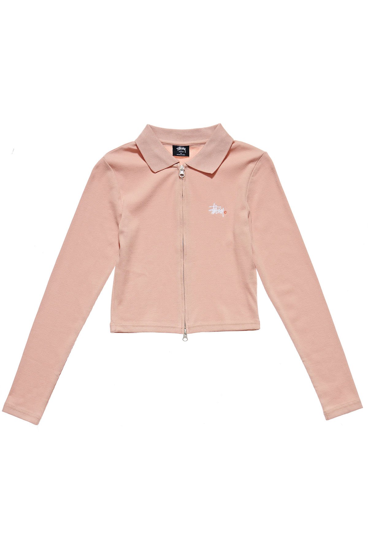 Stussy Womens Stevens Zip Cardy Long Sleeve T Shirt Pink - VWBXJ9806